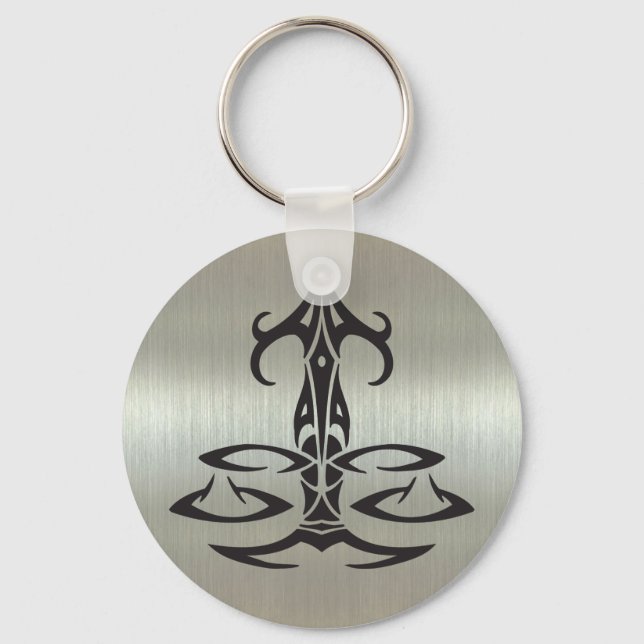 Porte-clés Balance Silhouette sur effet métallique (Recto)