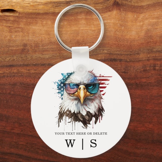Porte-clés Bald Eagle moderne & unique USA symbole national (Recto)