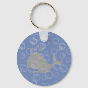 Porte-clés Baleine grise et bulles animées