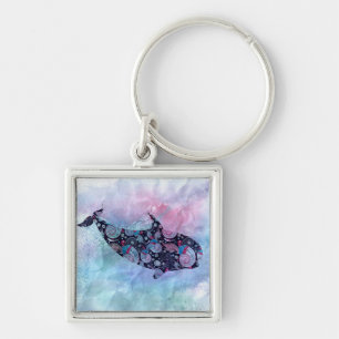 Porte-clés Baleine ornementale de silhouette