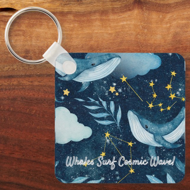Porte-clés Baleines Surf Vagues cosmiques Design Constellatio (Recto)
