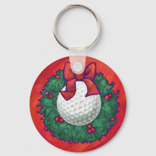 Porte-clés Ball de golf Fer de Noël en rouge