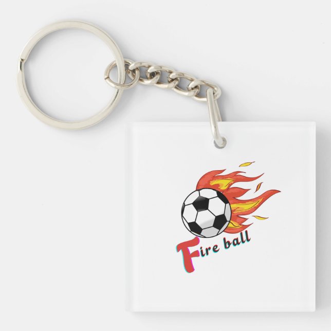 Porte-clés Balle de feu - Football en feu (Devant)
