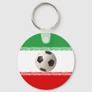 Porte-clés Balle de football au centre du drapeau iranien