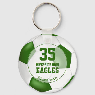 Porte-clés balle de football blanc vert avec équipe couleurs 