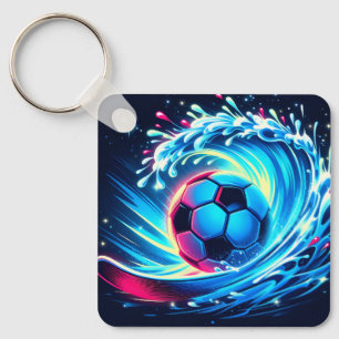 Porte-clés Balle de football de surf futuriste océanique
