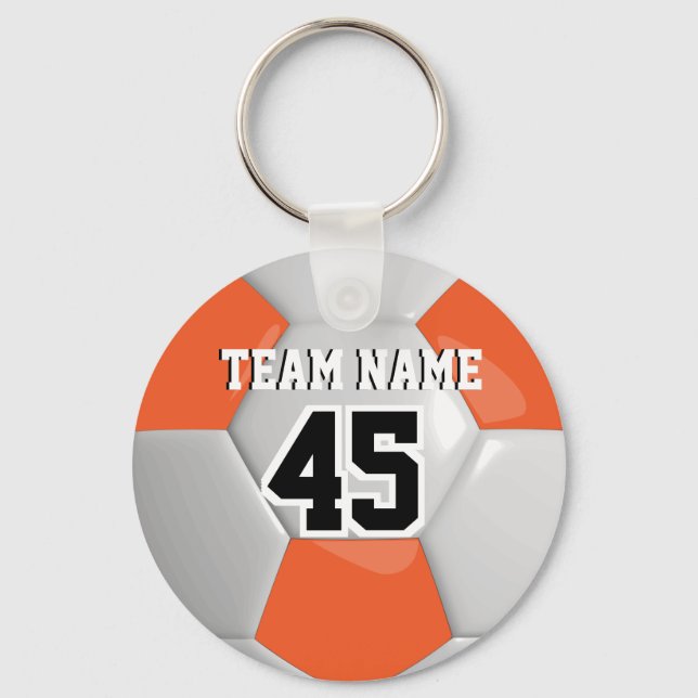 Porte-clés Balle de football Orange & White (Recto)