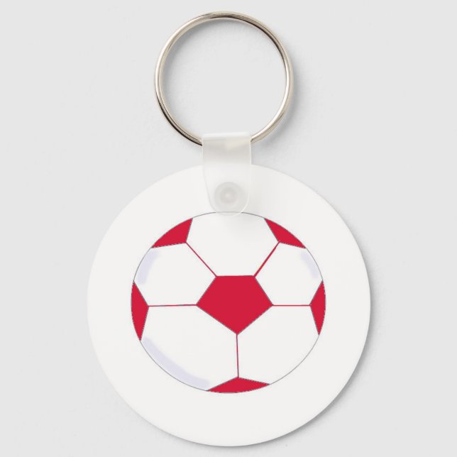 Porte-clés Balle de football rouge et blanc (Recto)