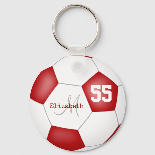 Porte-clés balle de football rouge et blanc (Recto)