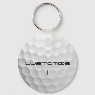 Porte-clés Balle de golf blanche texturée avec nom et numéro