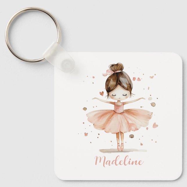Porte-clés Ballerina Nom personnalisé Fille (Recto)