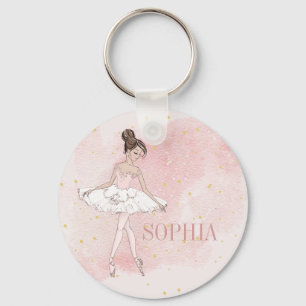 Porte-clés Ballerina Personal Girl Pink Gold Keychain