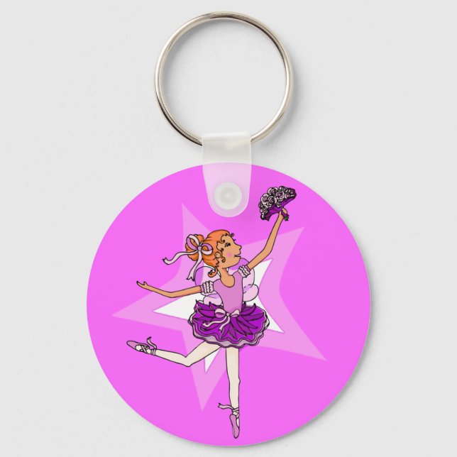 Porte-clés Ballerina princesse rose violet porte - clé (Recto)