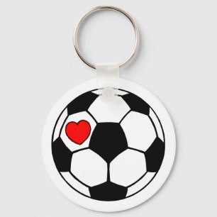 Porte-clés Ballon de football (coeur rouge)