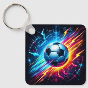 Porte-clés Ballon de football électrique futuriste foudre