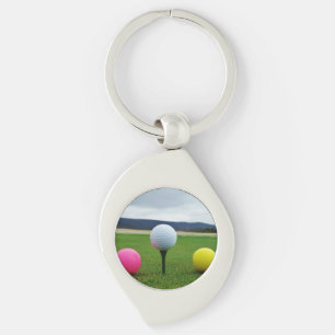 Porte-clés Ballons de golf JAUNE, ROSE ET BLANC