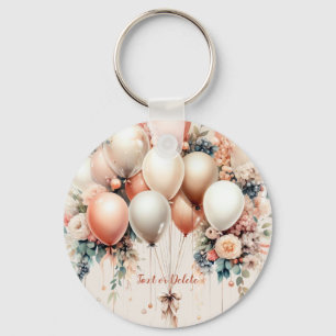 Porte-clés Ballons floraux de Pêche blanche colorée Élégante 