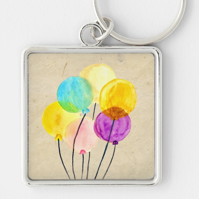 Porte-clés Ballons rose pastel mignons aquarelle (Devant)