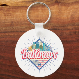Porte-clés Baltimore Maryland États-Unis Skyline Vintage