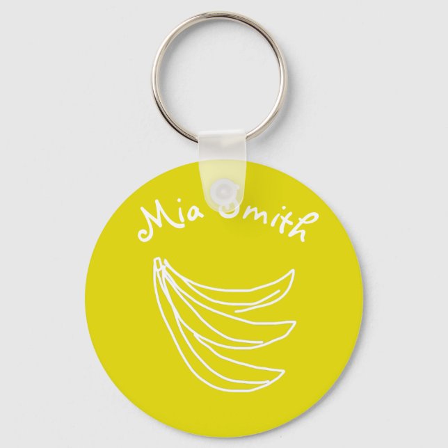 Porte-clés Banane heureuse jaune funky (Recto)