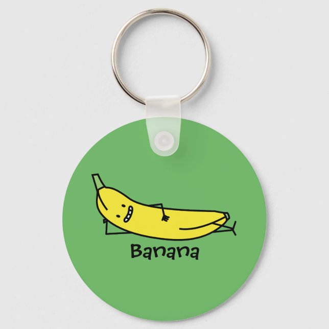 Porte-clés Banane souriante, allongée et relaxante (Recto)