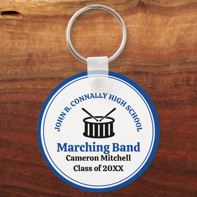 Porte-clés Bande de Marching du lycée bleu personnalisable (Recto)
