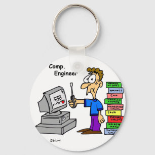 Porte-clés Bande dessinée d'ingénieur informaticien