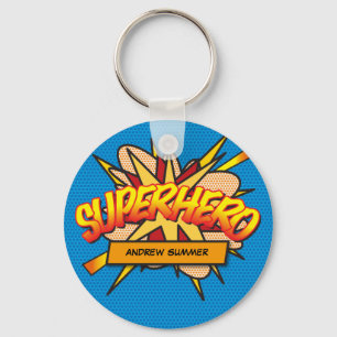 Porte-clés Bande dessinée personnalisée Pop Art SUPERHÉROS