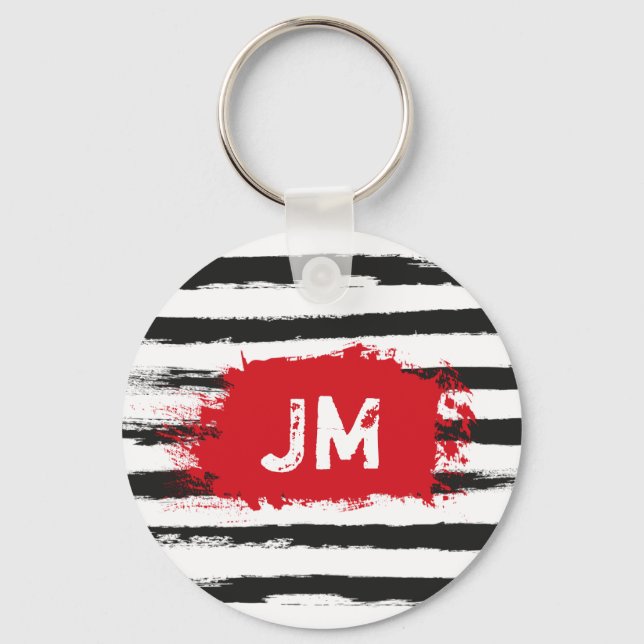 Porte-clés BANDE NOIRE cool BRASSER + Monogramme personnalisé (Recto)