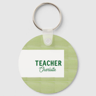 Porte-clés Bandes blanches vert citron professeur nom c