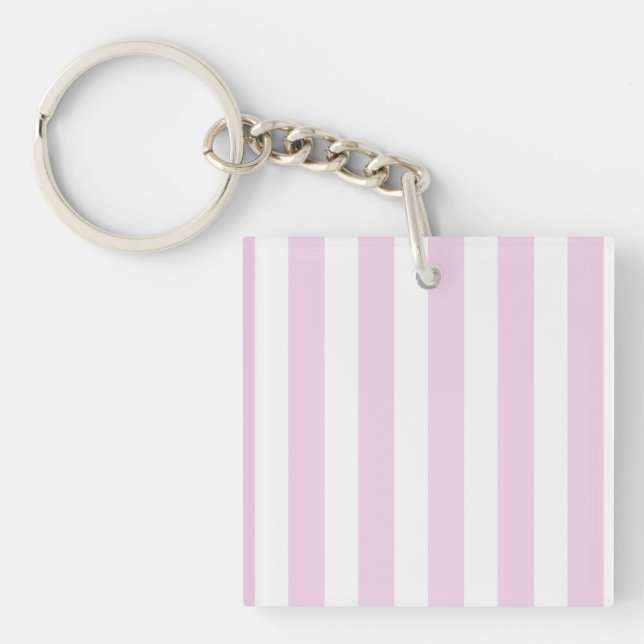 Porte-clés Bandes de bonbons rose pâle et blanc (Devant)