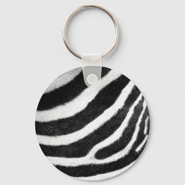 Porte-clés bandes de fausse fourrure noir et blanc Zebra Impr (Recto)