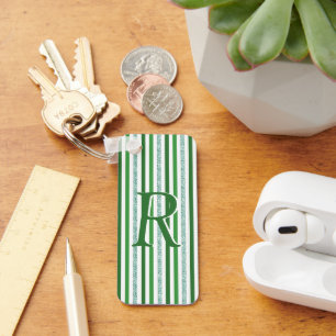 Porte-clés Bandes de Parties scintillant argent vert Monogram