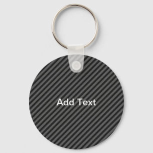 Porte-clés Bandes diagonales minces en noir et gris