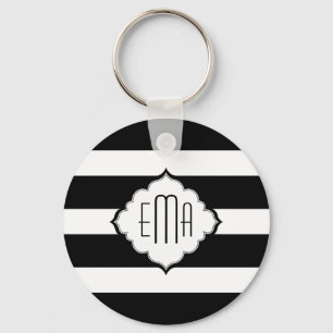 Porte-clés Bandes noires et blanches Motif géométrique 2