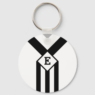 Porte-clés Bandes noires et Chevrons avec Monogramme sur blan