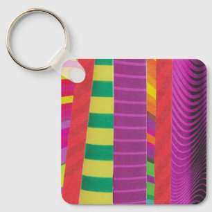 Porte-clés bandes ondulées colorées - carré