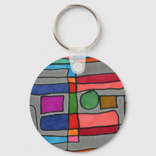 Porte-clés Bandes rectangulaires chaudes et cool avec accent 