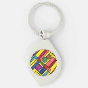 Porte-clés Bandes rectangulaires chaudes et cool avec accent 