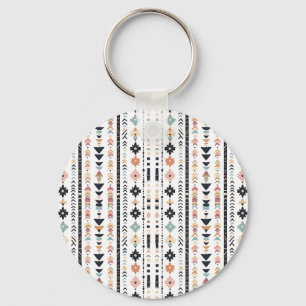 Porte-clés Bandes verticales tribales aztèques boho crème rou