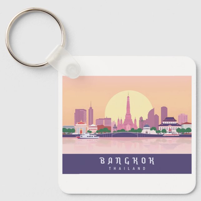 Porte-clés Bangkok Thaïlande Pastel Voyage Design (Recto)