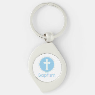 Porte-clés Baptême, Nom Personnalisé, Enfant Bleu de Dieu