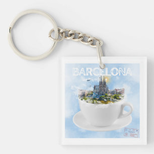 Porte-clés Barcelone dans un Teacup - Sagrada Familia Skyline