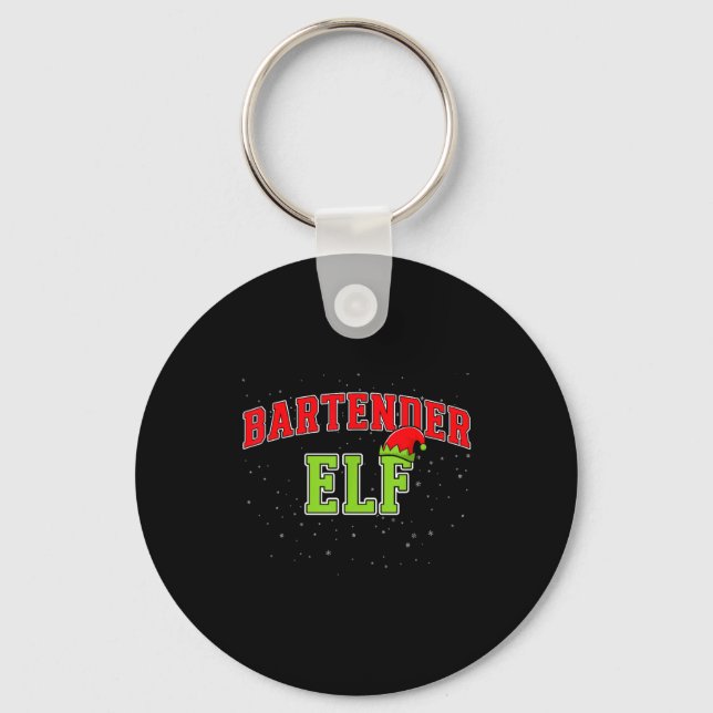 Porte-clés Bartender Elf Christmas Family Matching Group Xmas (Recto)