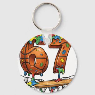 Porte-clés Baseball 67 Puzzle Drip Six Seven Mème Garçons Aut