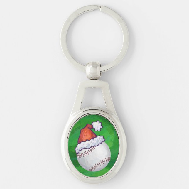 Porte-clés Baseball à Santa Hat sur Green (Devant)