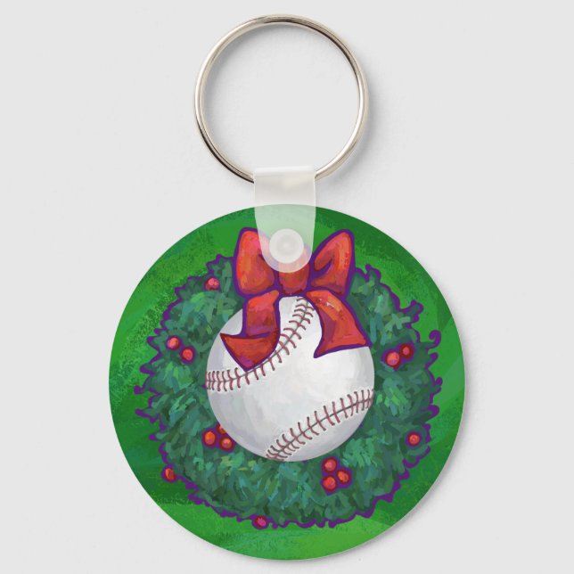 Porte-clés Baseball dans la couronne de Noël (Recto)