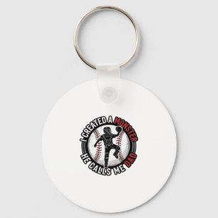 Porte-clés Baseball Papa Monstre Vintage Catcher Conception d