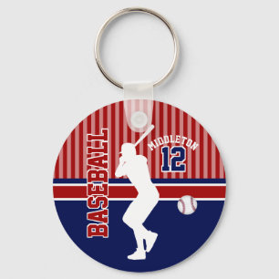 Porte-clés Baseball Sport Ball Design - Dark Red and Blue