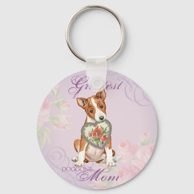 Porte-clés Basenji Heart Mom (Recto)